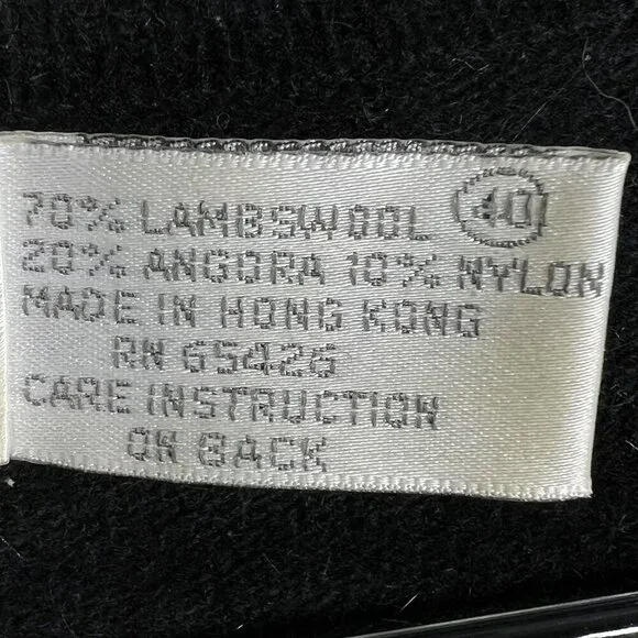 Robert Scott Women L Black Embroidered Beaded Lambswool Angora Sweater Fairygoth - Picture 14 of 16